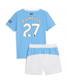 Billige Fotballdrakt Manchester City Matheus Nunes #27 Replika Hjemmedraktsett Barn 2025-26 Kortermet (med bukser)